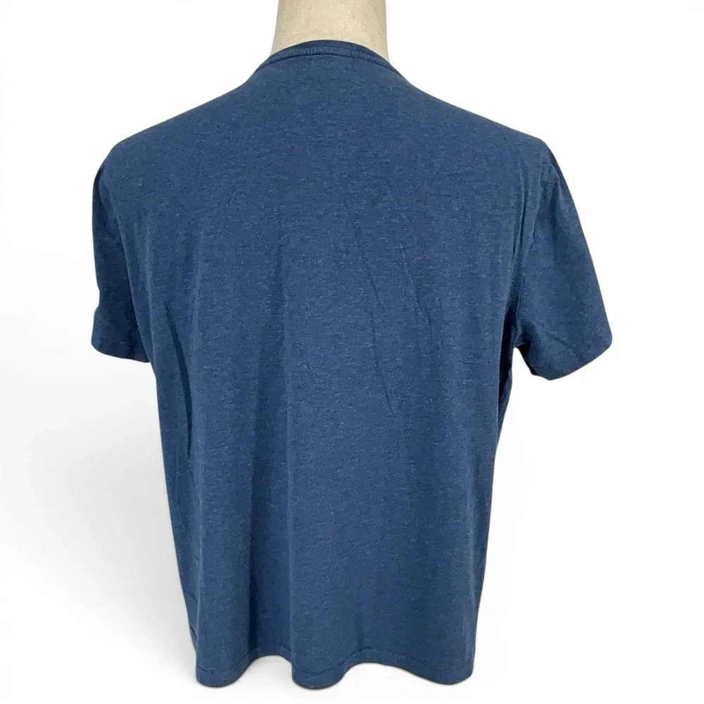 Polo Ralph Lauren Mens V-Neck‎ T-Shirt Blue Heather Cotton Pony Logo Large